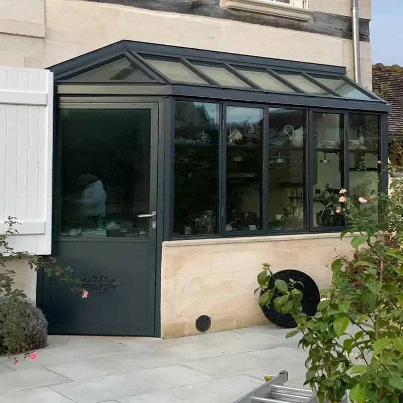Verrière acier de cuisine a rupture de pont thermique pour une extension 95